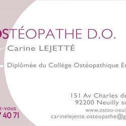 Ostéopathe Lejetté Carine - 1 - Carte De Visite - 