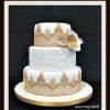 Wedding Cake Décor En Dentelle Alimentaire Or Et Blanc